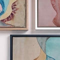 Watercolour Abstract Canvas Wall Art with Blue, Pink, and Beige Shapes by Afterhours Gallery