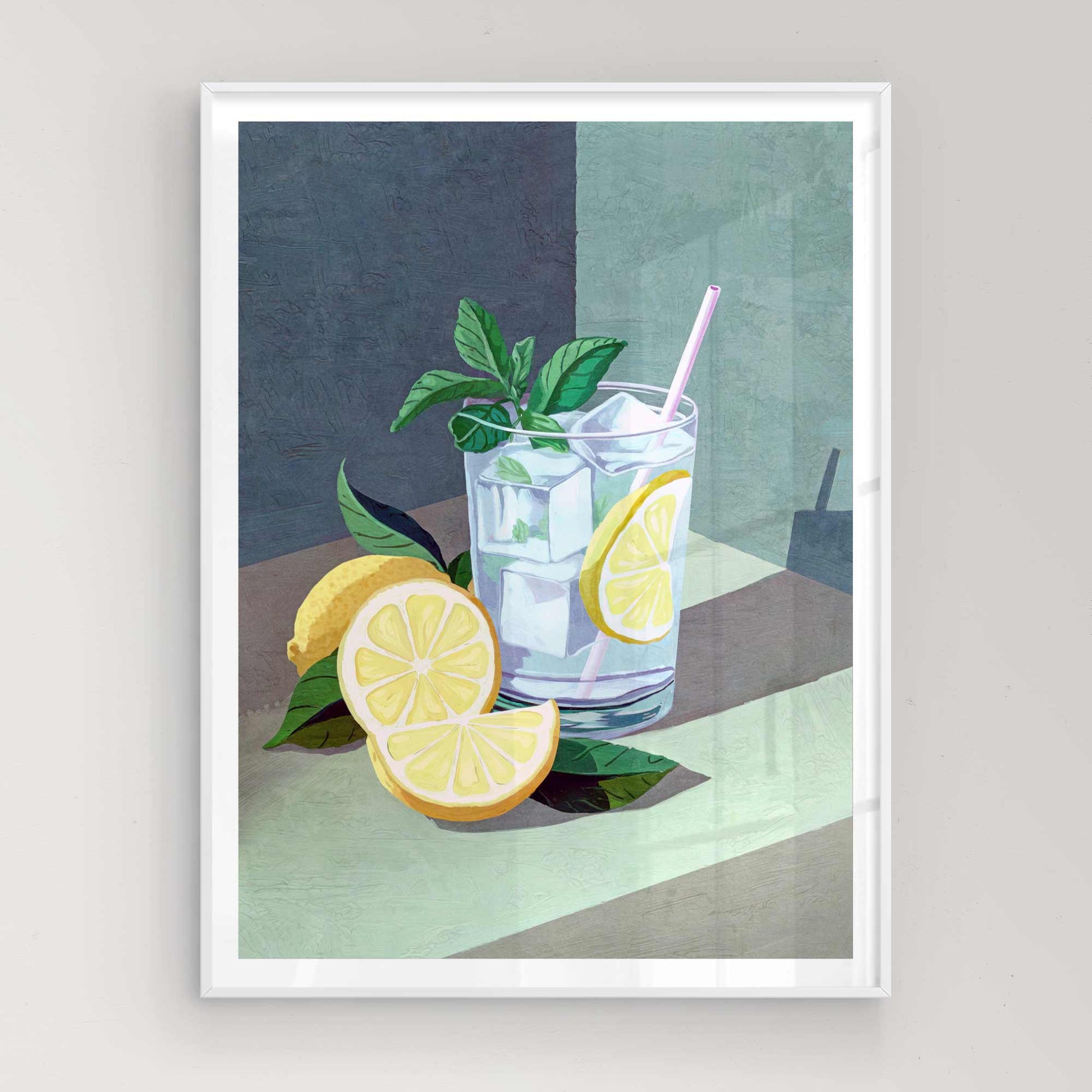 Minimalist mid-century kitchen print – gin & tonic cocktail painting