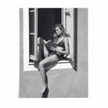 poster print featuring a girl reading a book at a french window artwork with monochrome tones and luxury French New Wave vibe. by AfterHours Gallery