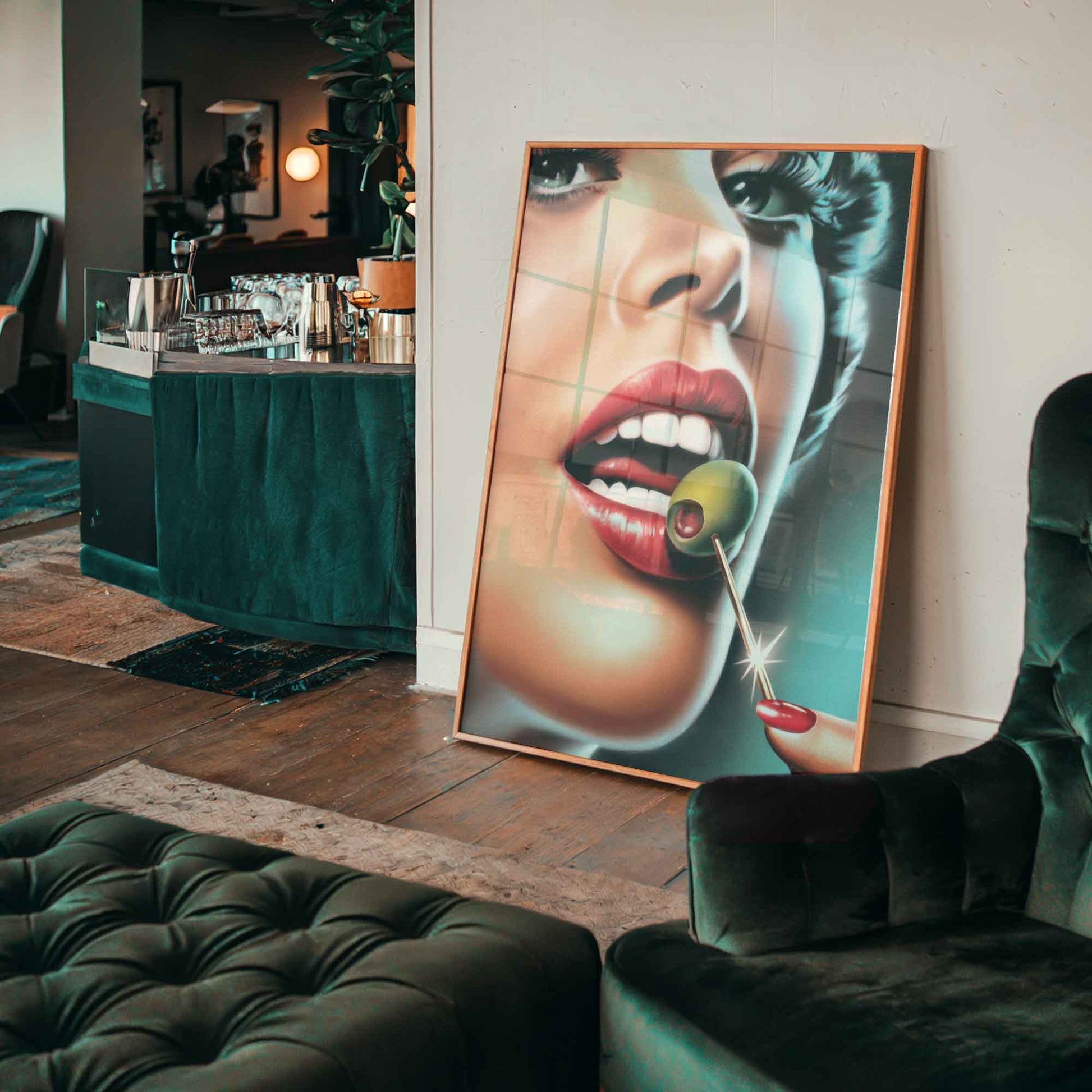 Dirty Martini Olive framed wall art- Afterhours Gallery