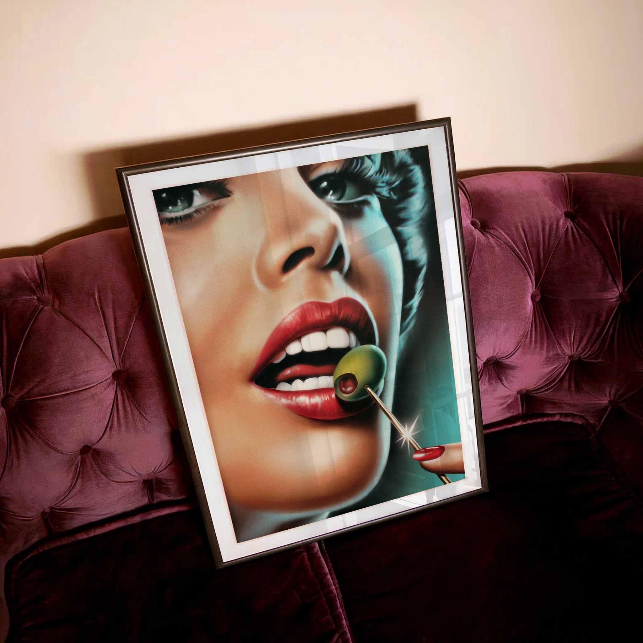 Dirty Martini Olive framed print - Afterhours Gallery