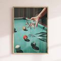 Retro Pool Table Wall Art, Martini Cocktail Poster, Bar Cart Decor, Vintage Glam oak
frame print