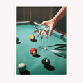 Retro Pool Table Wall Art, Martini Cocktail Poster, Bar Cart Decor, Vintage Glam Print,