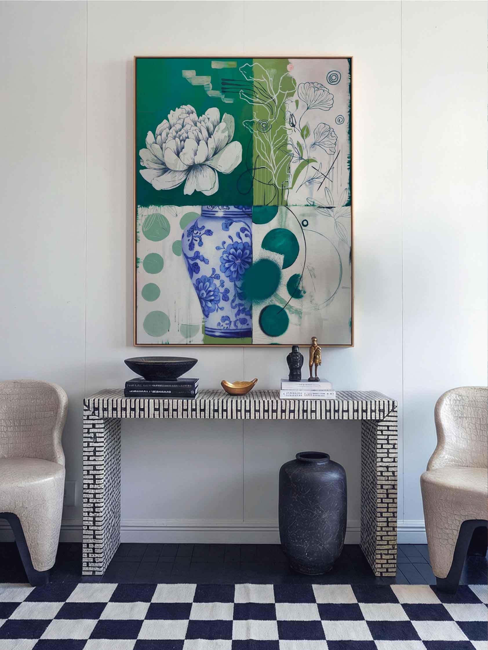 Trendy Abstract Botanical Vase Wall Art Print