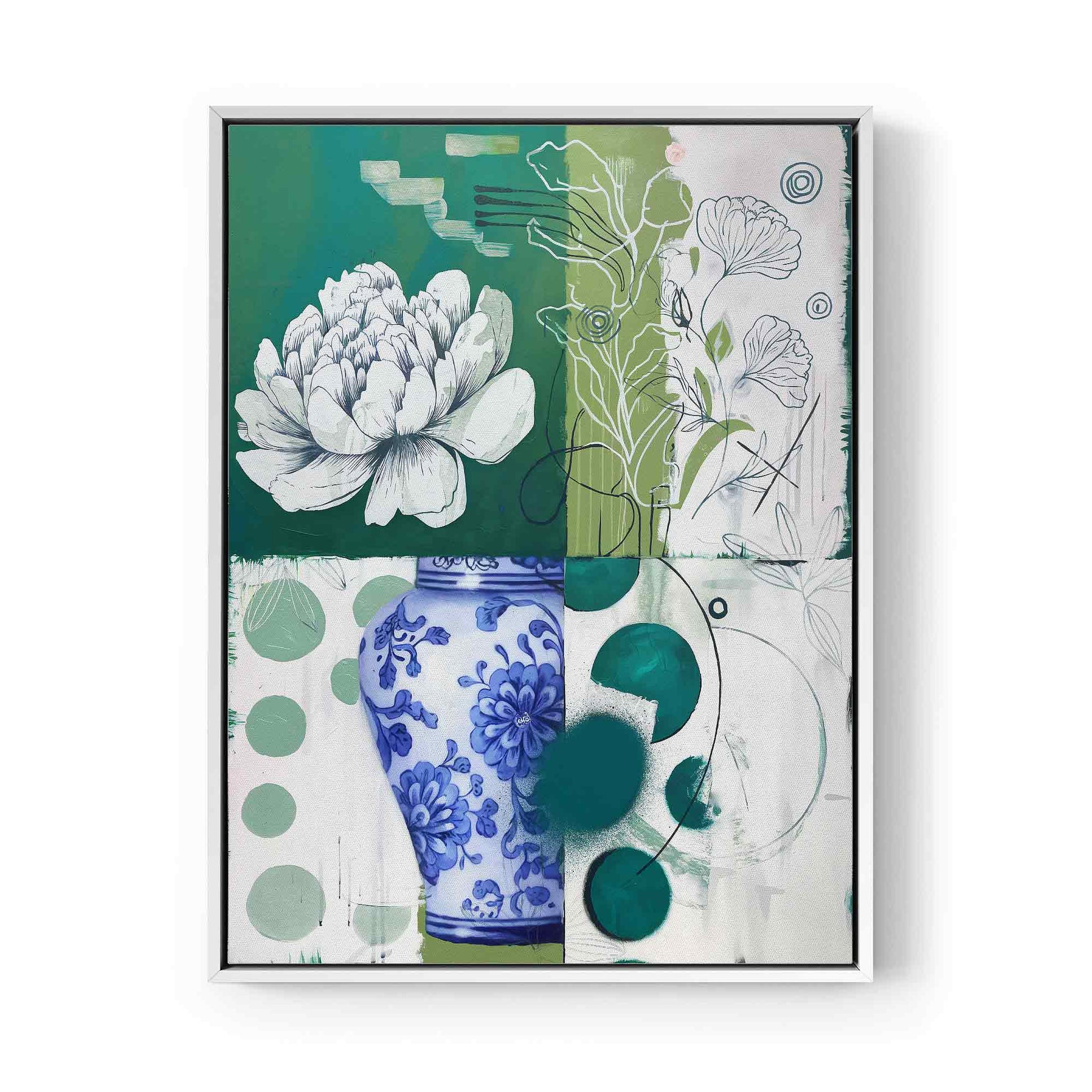 Trendy Abstract Botanical Vase Wall Art canvas painting 