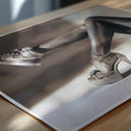 Streetwear-inspired fashion photography print in black and white