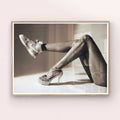 Hypebeast wall decor print featuring contrasting heels and sneakers