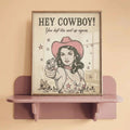 vintage western cowgirl bathroom wall art print. Funny toilet country rustic poster.