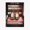 Manolo Blahnik heels on stacked fashion books