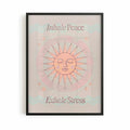 Inhale Peace, Exhale Stress mindfulness wall art print displayed in a minimalist black frame with warm neutral tones.