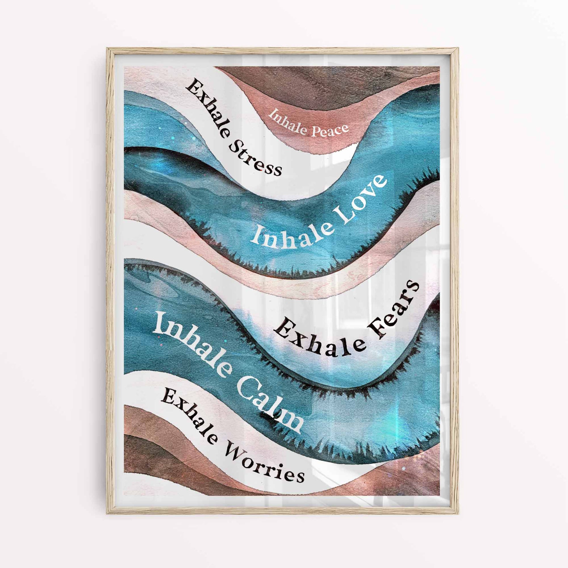 Oak framed meditation poster