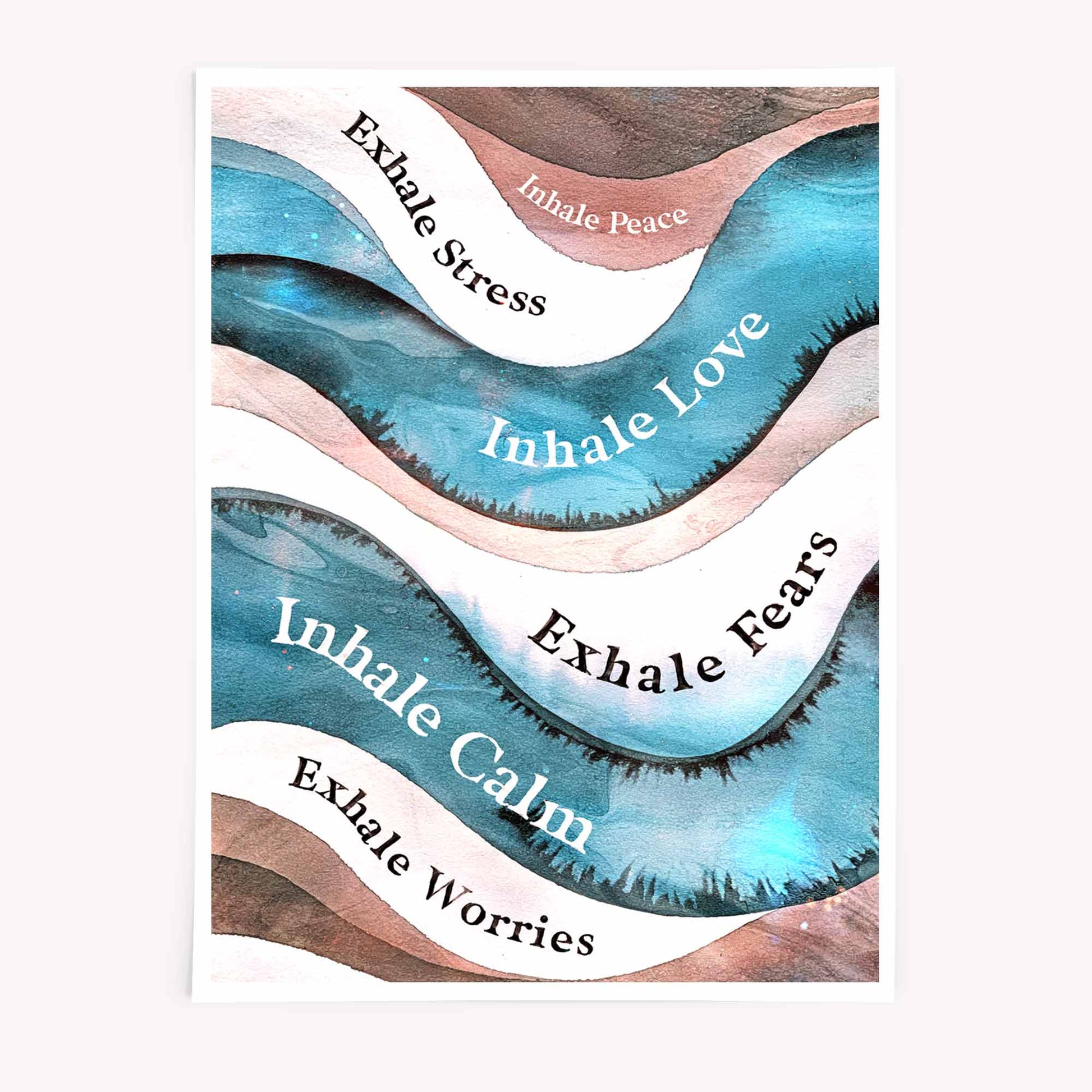 Abstract wellness quote wall art “Inhale Peace, Exhale Stress”
