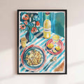 italian dinner print, limoncello art print, pasta wall art, summer kitchen decor by afterhours Gallery
