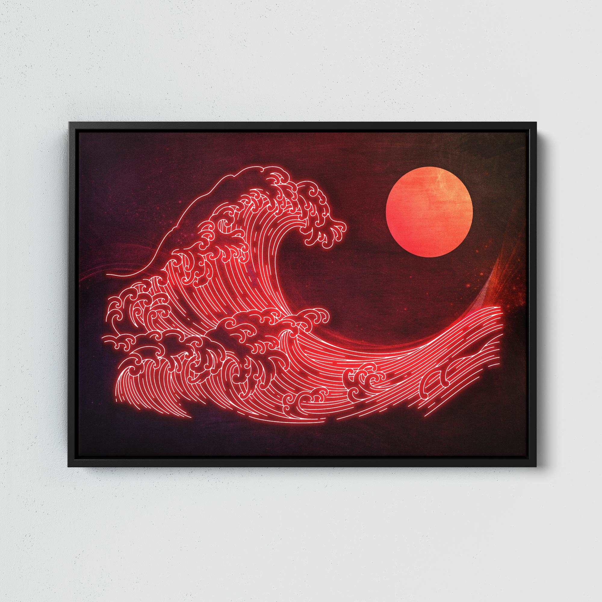 Japanese sun and wave art print for sale