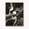 Modern ink painting print with oak fram