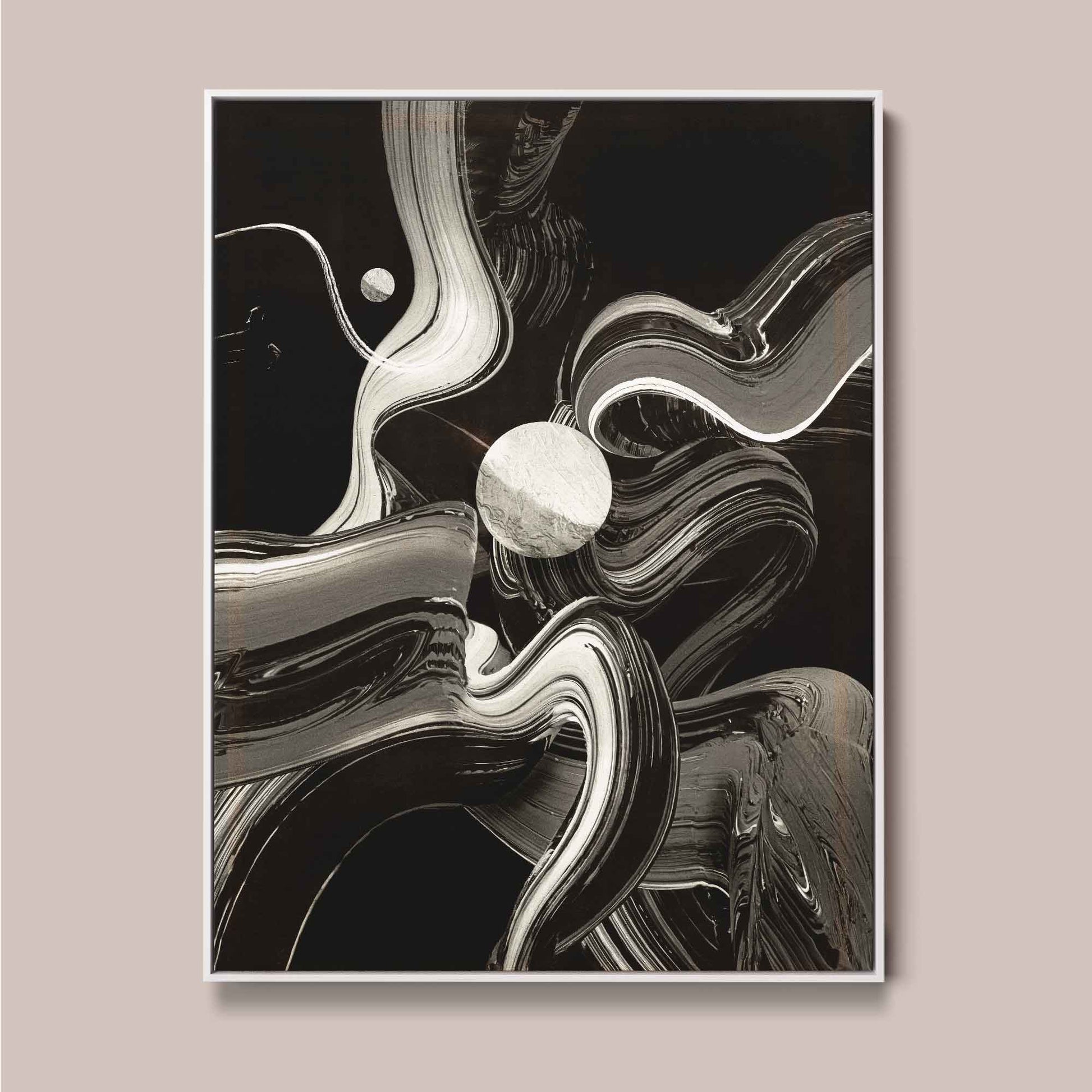 White frame version of Japanese brush print