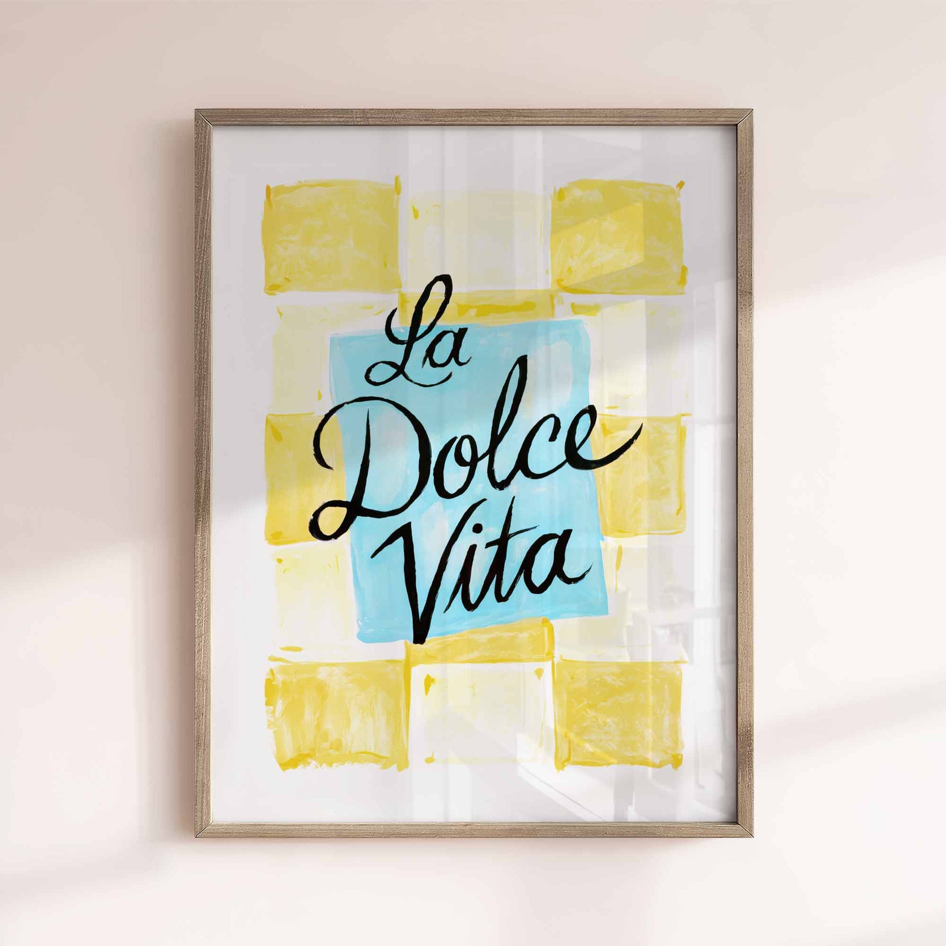 La Dolce Vita, lemon print, citrus wall art, mid century kitchen, colourful kitchen print, Italy print, boho kitchen wall art