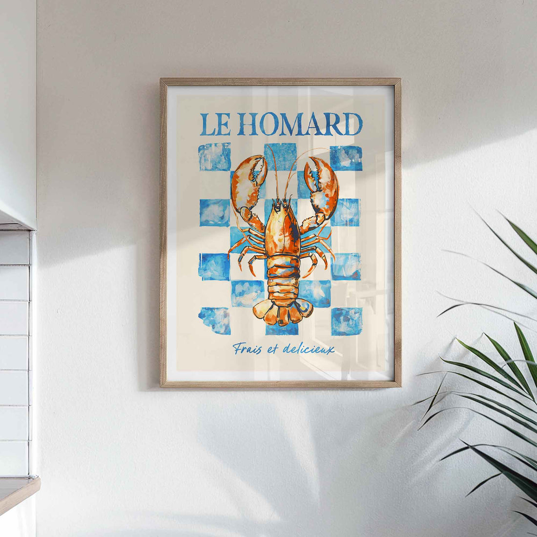 French lobster poster Le Homard for kitchen wall, Coastal chic lobster print, After Hours Gallery lobster kitchen art