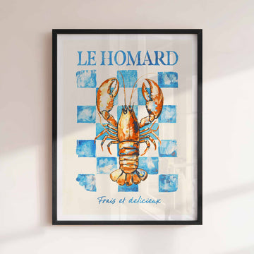 Le Homard French Lobster Poster | Stylish Coastal Kitchen Wall Art | After Hours Gallery