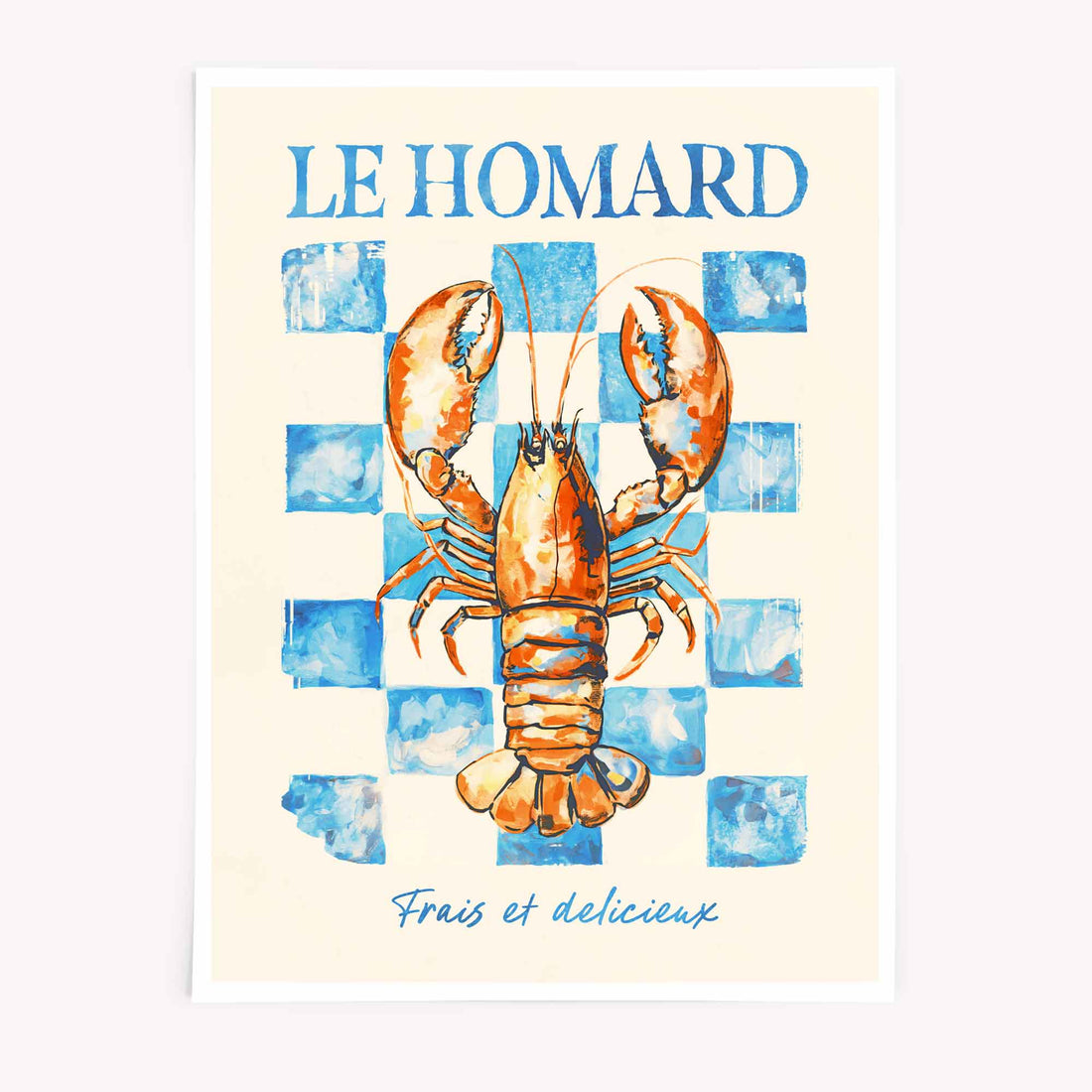 French lobster poster Le Homard for kitchen wall, Coastal chic lobster print, After Hours Gallery lobster kitchen art