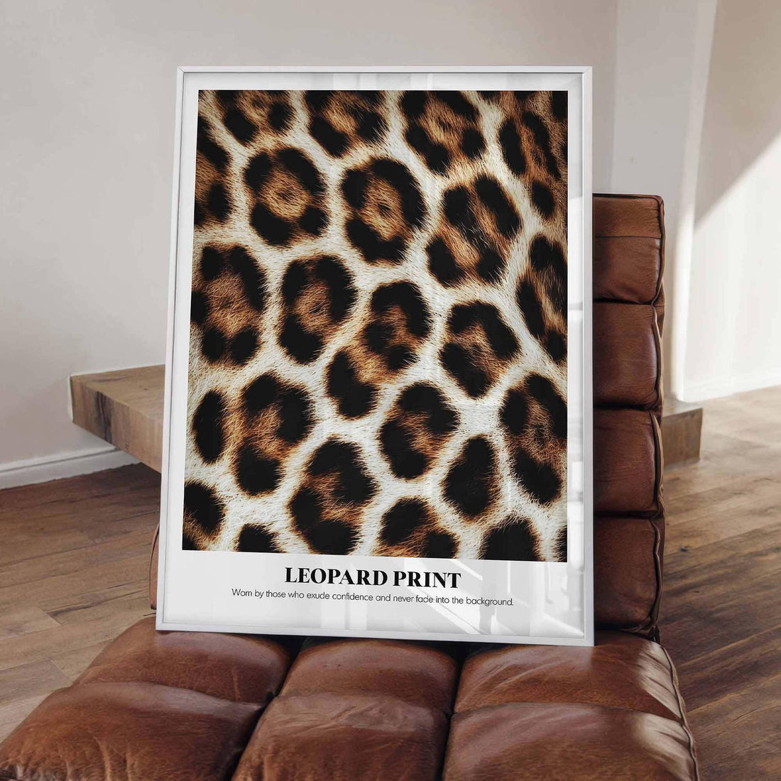 Feminist Statement Leopard Print Wall Art in Modern Living Room