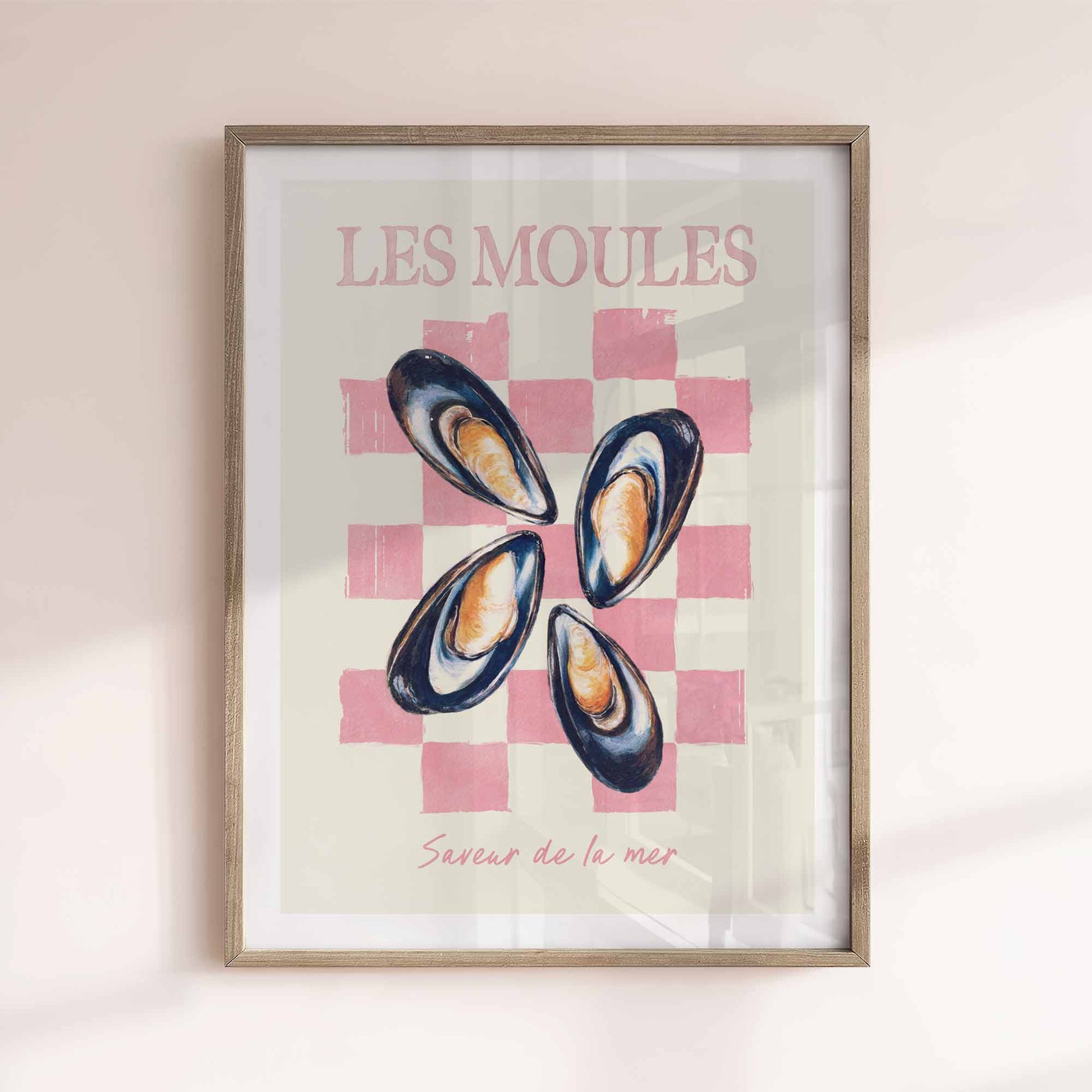 Les Moules French Mussels Poster | Pastel Coastal Kitchen Wall Art | After Hours Gallery