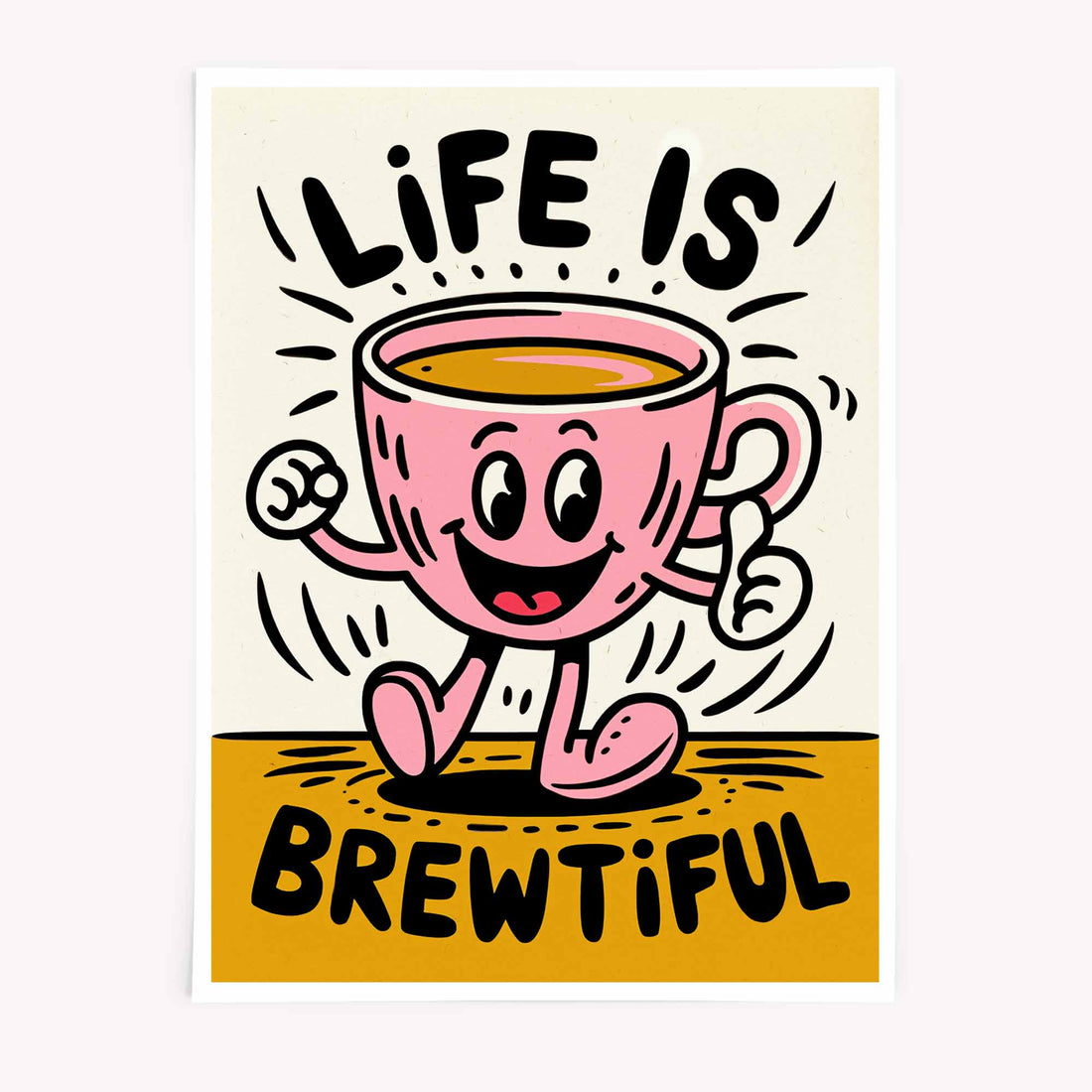 life is brew-tiful tea pun wall art