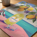 colourful italian lemon artwork showing limoncello bottle citrus details and painterly textures
