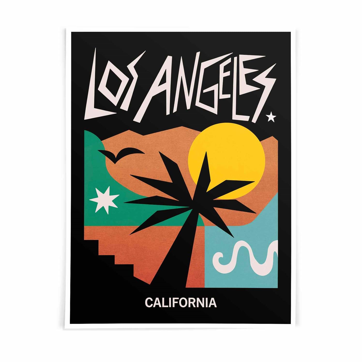 Los Angeles Travel Poster, California Wall Art Print, Retro LA Poster, West Coast Decor, Vintage Travel Poster, Palm Tree Wall Art