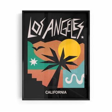 los angeles travel poster featuring retro california aesthetic for modern living room wall decor