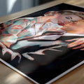 Close-up detail of funny retro wall print

