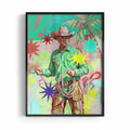 Afterhours Gallery - Cowboy Pop Wall Art Print Pink and Green - Black Frame