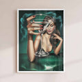 After Hours Poster airbrush art, luxury decor, 80s glam print, vogue inspired artwork, martini cocktail print white frame