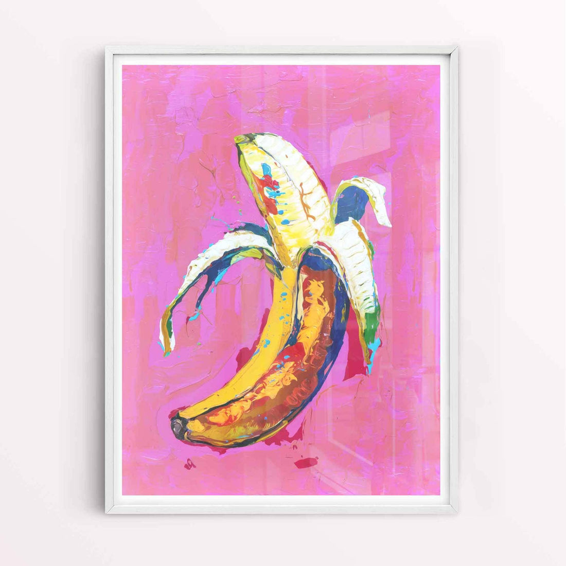 Close-up of colourful textured banana artwork