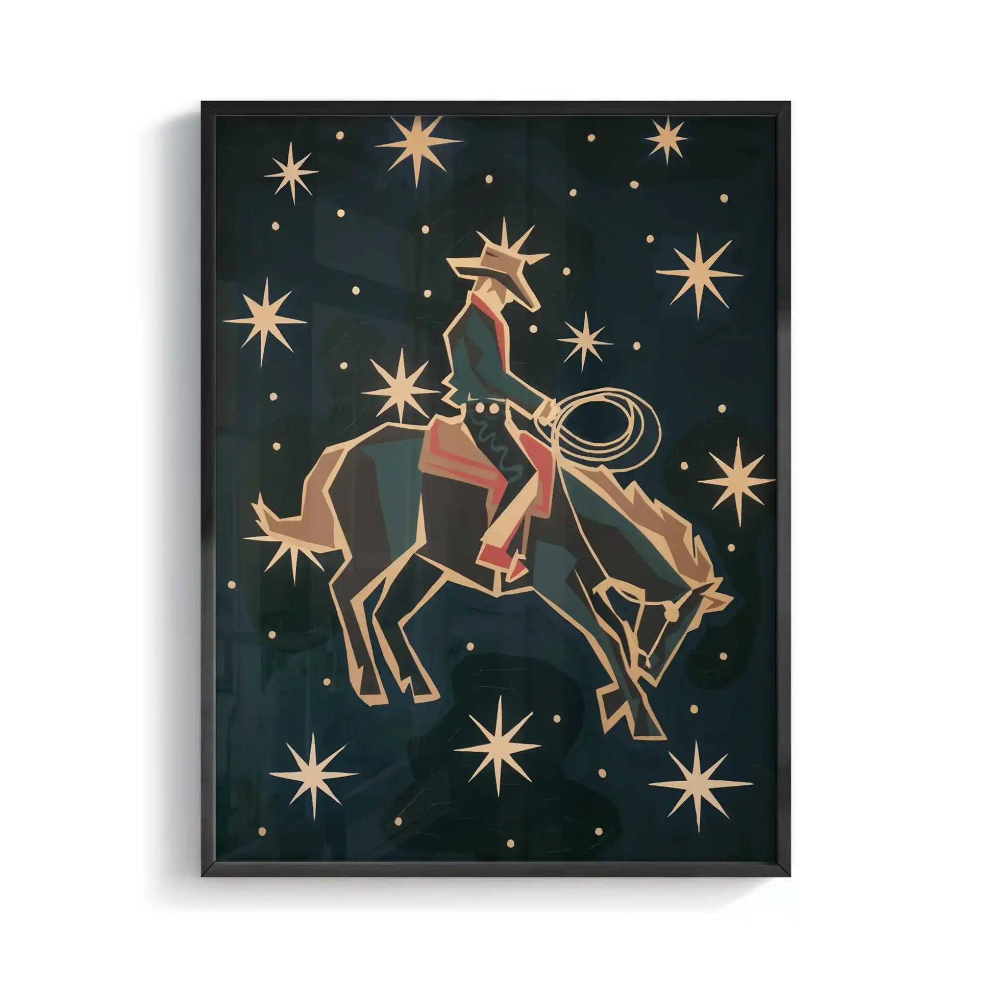 Western Americana art print with hand-painted retro styling