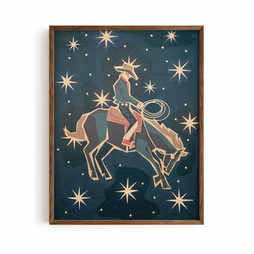 Celestial Rodeo Cowboy Stars Wall Art Print framed by Afterhours Gallery