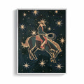 Retro western rodeo framed poster in midnight blue colour palette