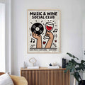 trendy vinyl and wine poster 