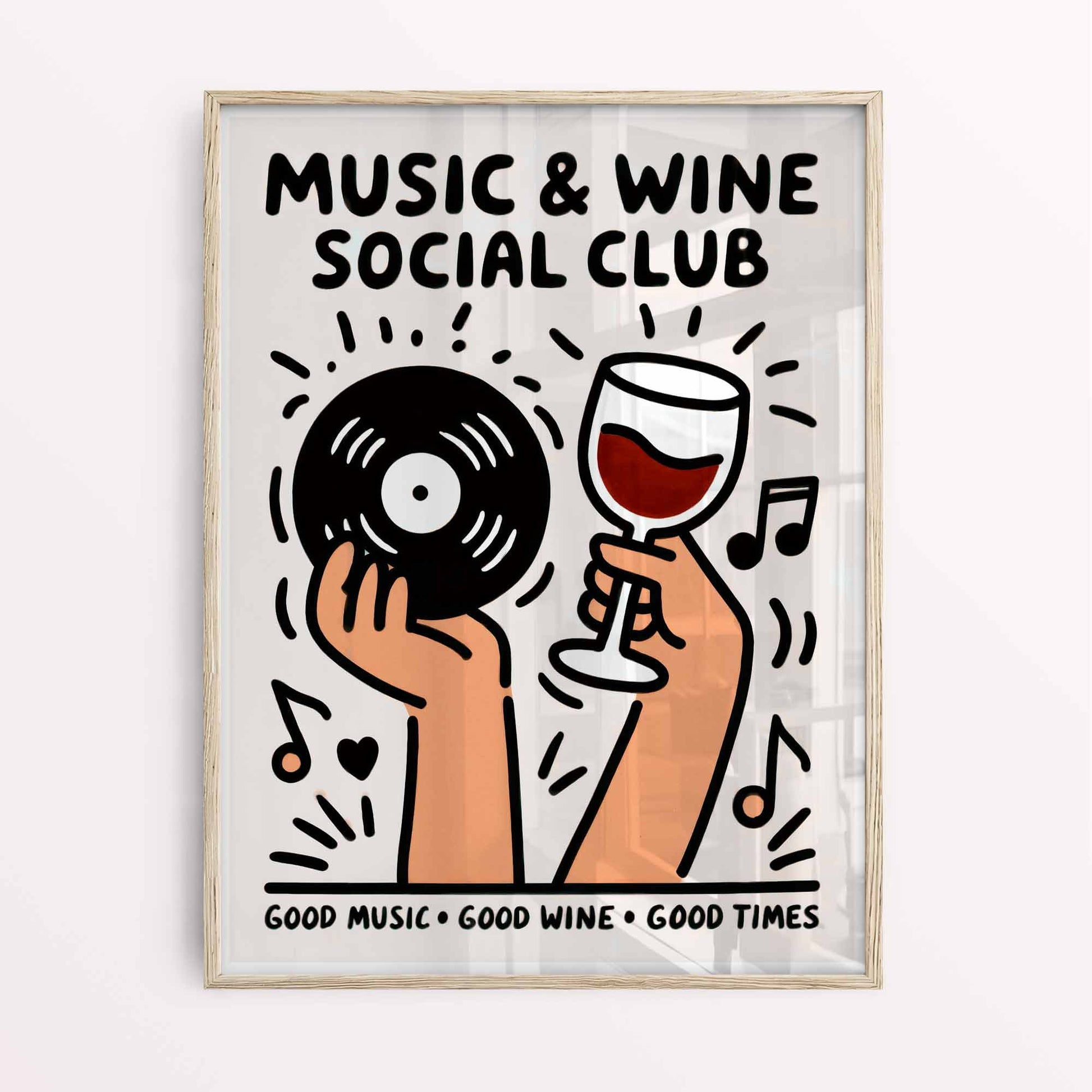 Retro Kitchen Decor - Framed vinyls and wine poster