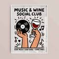 Framed retro wine and vinyl wall art