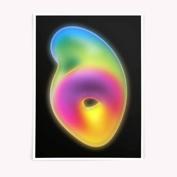 Neon Form Abstract Wall Art Print, Glowing Biomorphic Neon Artwork, Modern Aura Gradient Art for Contemporary Interiors