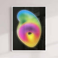 Neon Form Abstract Framed Wall Art Print, Glowing Biomorphic Neon Artwork, Modern Aura Gradient Art for Contemporary Interiors