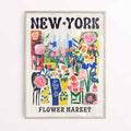 Oak frame flower market print