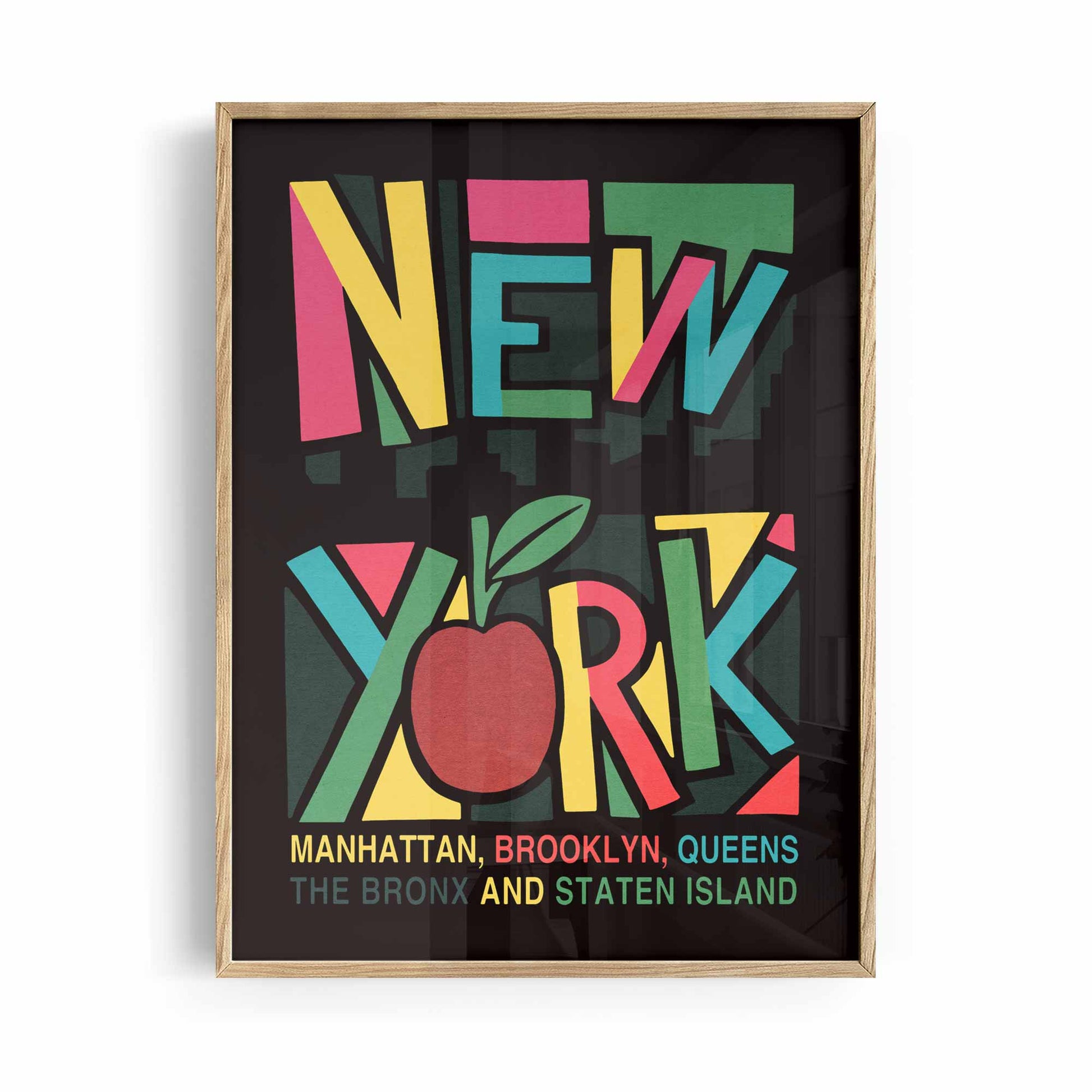Bold colorful New York Poster trendy apartment maximalist travel wall art print