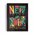 Bold colorful New York Poster framed in black frame by Afterhours Gallery