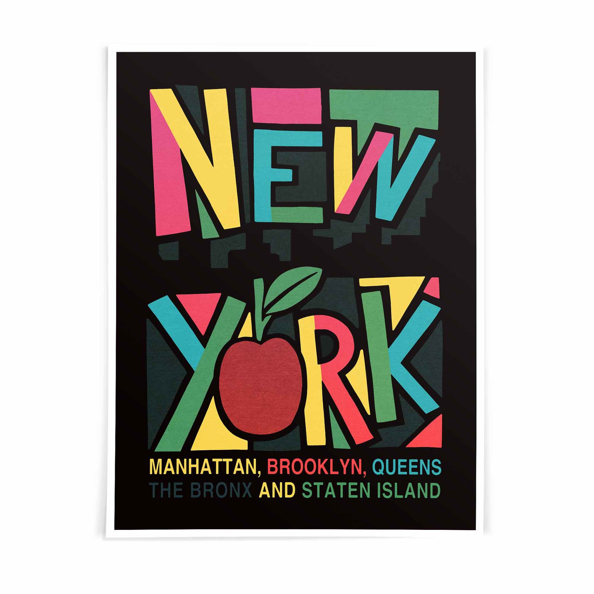 Bold colorful New York Poster trendy apartment maximalist travel wall art print
