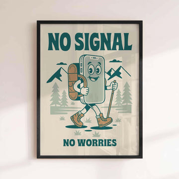 No Signal No Worries Print - Retro trave print by Afterhours Gallery