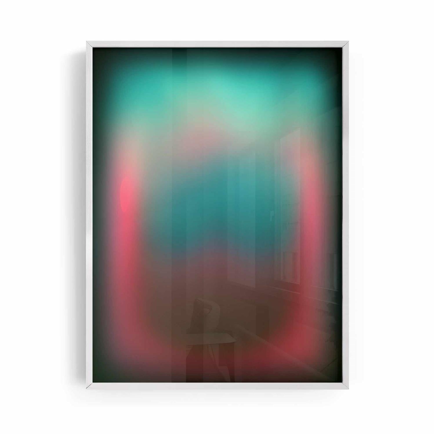 Trendy Abstract Glow Gradient blue and pink framed gradient print for scandi interiors by Afterhours Gallery
