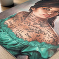 Close-up detail of Not Your Valentine showing painterly portrait textures, intricate tattoo illustration and premium museum-quality print finish | After Hours Gallery