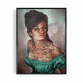 Not Your Valentine black framed altered vintage portrait displayed in a contemporary bedroom | After Hours Gallery